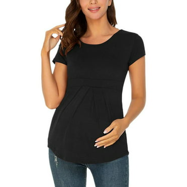 Women/'s Maternity top Peplum Blouse with Front Pleat for Pregnancy